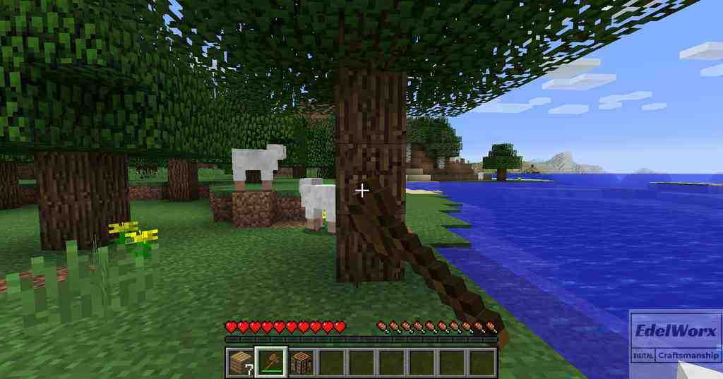 Einsteiger-Anleitung Minecraft Tag2 Bäume fällen mit der Axt