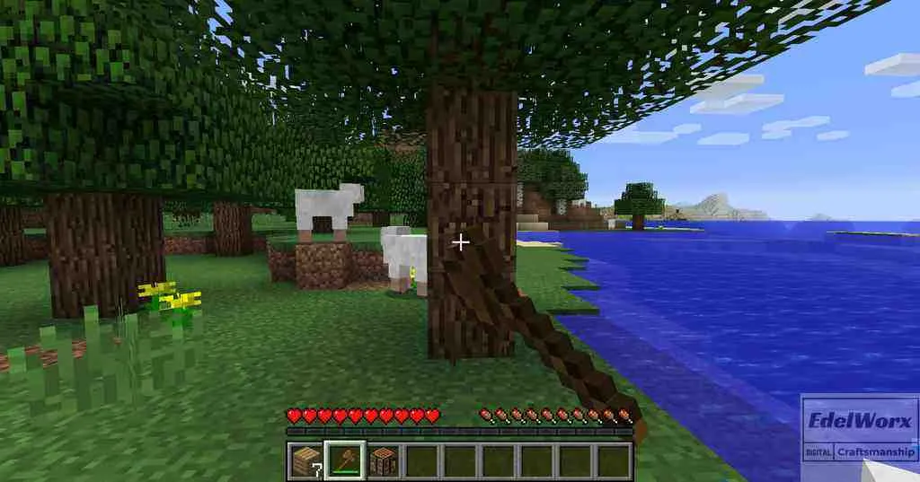 Einsteiger-Anleitung Minecraft Tag2 Bäume fällen mit der Axt