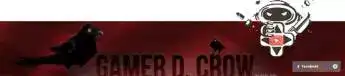 gamer d. crow youtube logo, Rotes Logo mit schwarzen Raben im Hintergrund